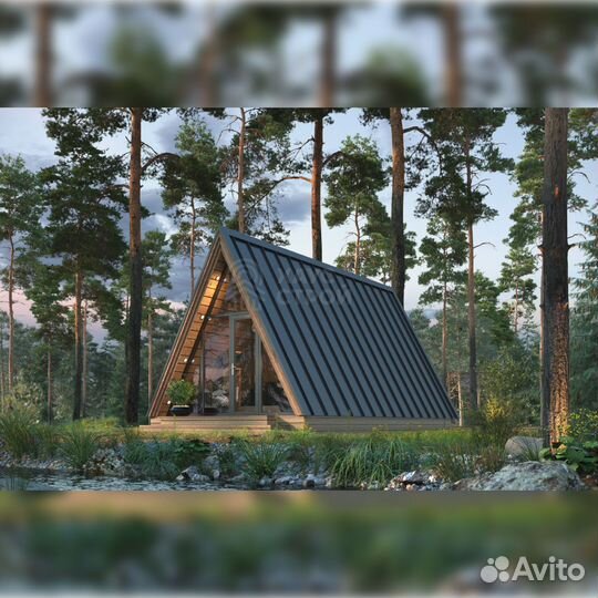 Дом A-Frame 4x7.5 под ключ. Проект Лагом