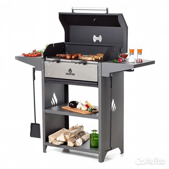 Мангал с крышкой, полками, зольником, перф. дном