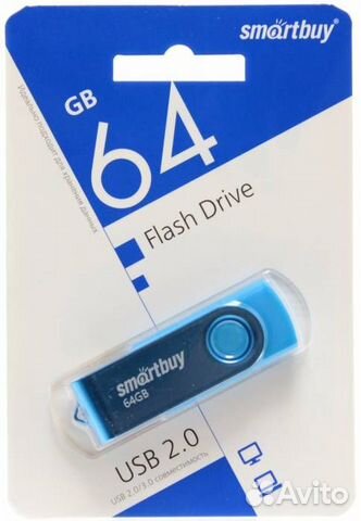 Флешка 64 гб USB Smartbuy Twist Blue