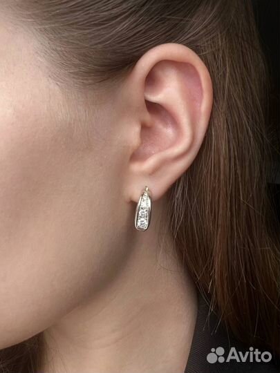 Золотые серьги с бриллиантами 585 / 8.73 гр