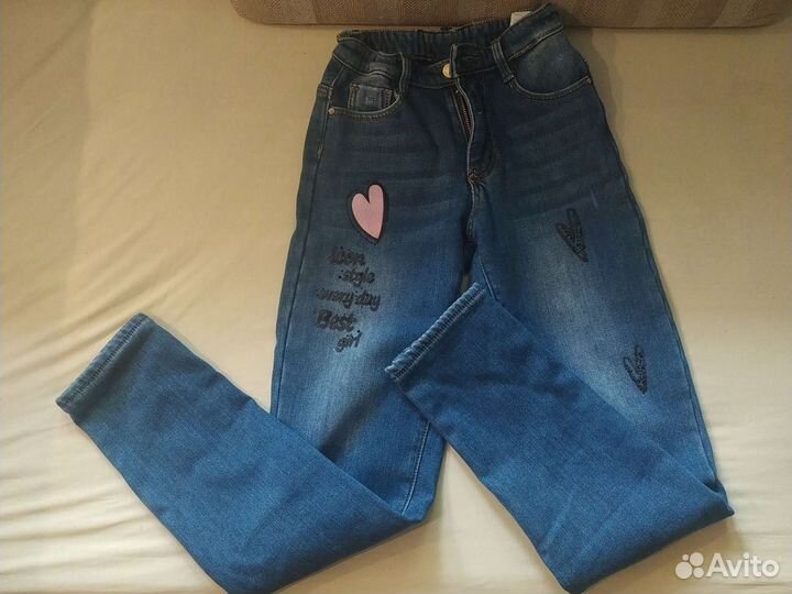 Джинсы на девочку 152 утепленные