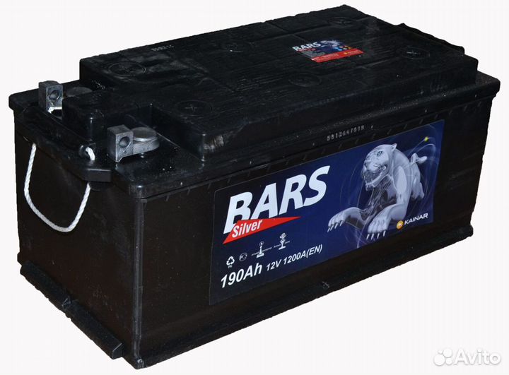 Акб 190 bars silver рос. полярность (болт)