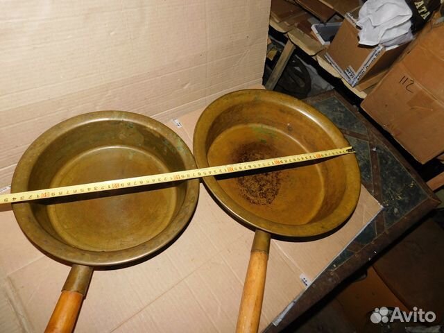 2 старинных,латунных сотейника таза для варенья