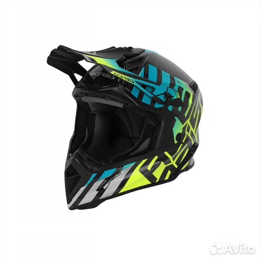 Шлем Acerbis Steel Carbon Light Blue/Fluo Yellow