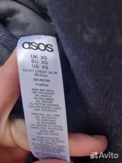 Пальто бушлат шерсть ASOS новое xs
