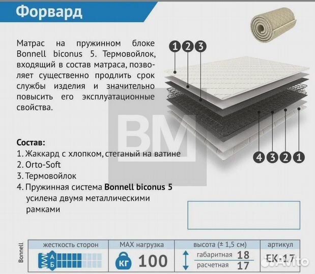 Матрас 90 х 200 пружинный