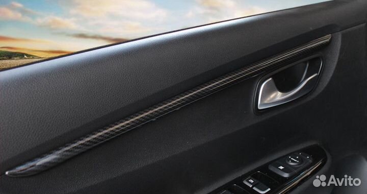 Карбоновые молдинги дверной карты Киа Рио 4