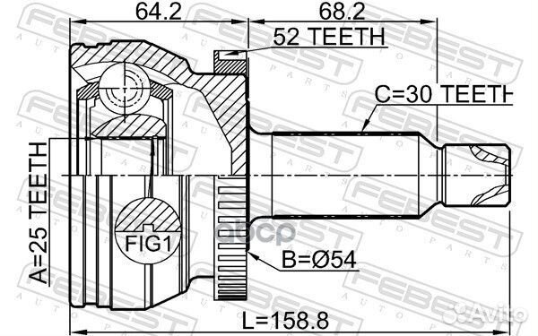 ШРУС внешний 25X54X30 hyundai santa FE (DM) 201