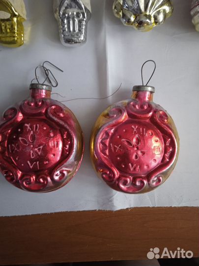 Елочные игрушки СССР Часы, Домики