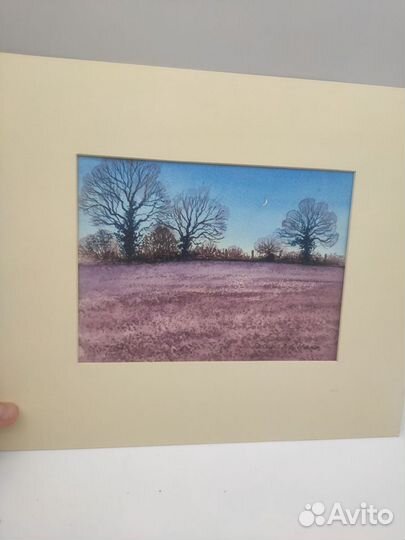 Картина винтажная Поле с утра акварель Peter Miln