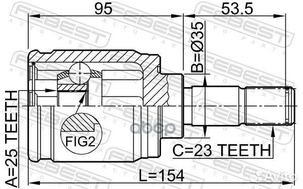 ШРУС внутренний задний 25X35X23 honda civic FER