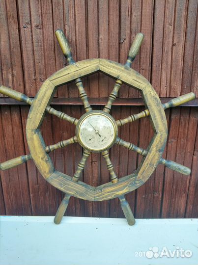 Штурвал-часы с барометром, термометром и гигрометр