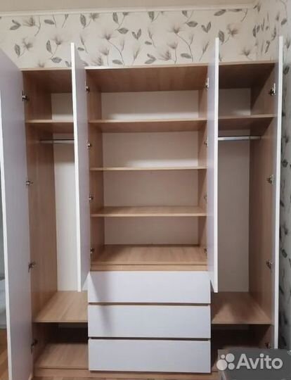 Шкаф Мори 4-х створчатый сонома/белый