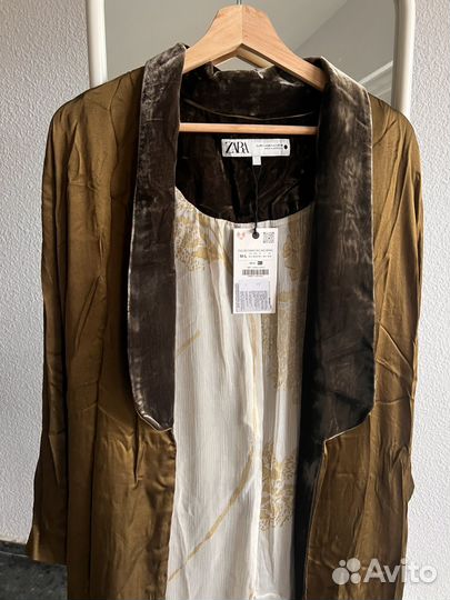 Кимоно с бархатным воротником zara новое