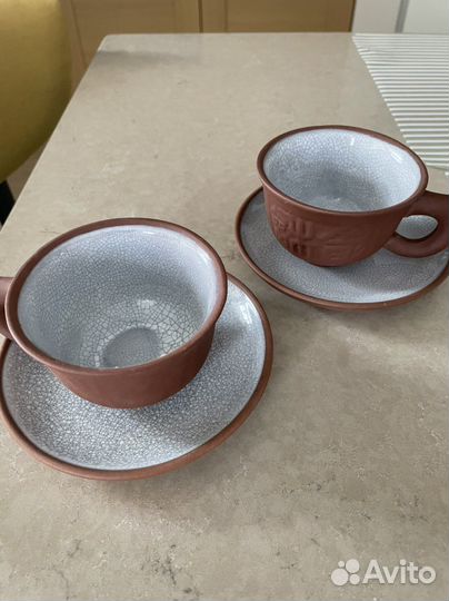 Чашка глиняная с блюдцем 2 шт