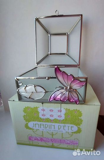 Шкатулка стекло + перламутр