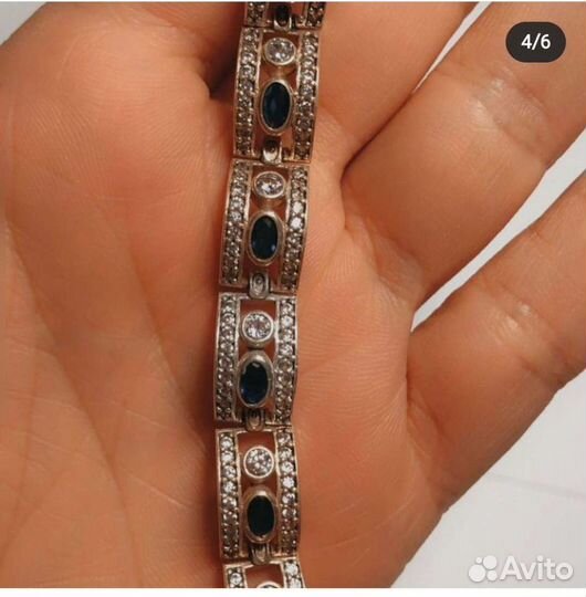 Серебряный браслет с сапфирами