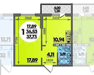 1-к. квартира, 37,7 м², 3/19 эт.