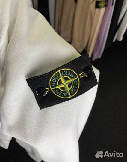 Зип худи stone island белая