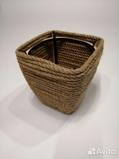 Декоративное кашпо из джута для fejka IKEA