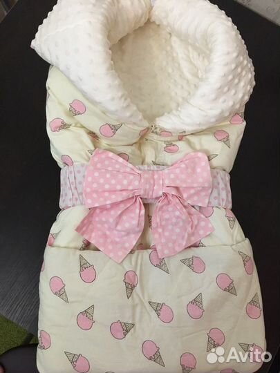 Конверт зимний на выписку для девочки