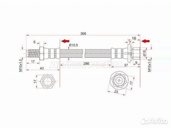 Шланг тормозной задний