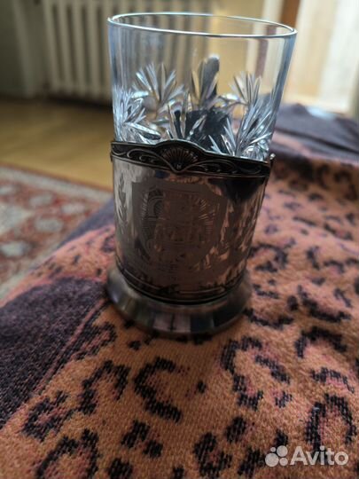 Подстаканник со стаканом мельхиор. Новый