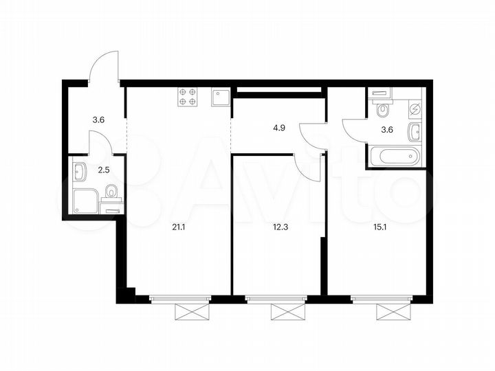 2-к. квартира, 63,1 м², 8/33 эт.