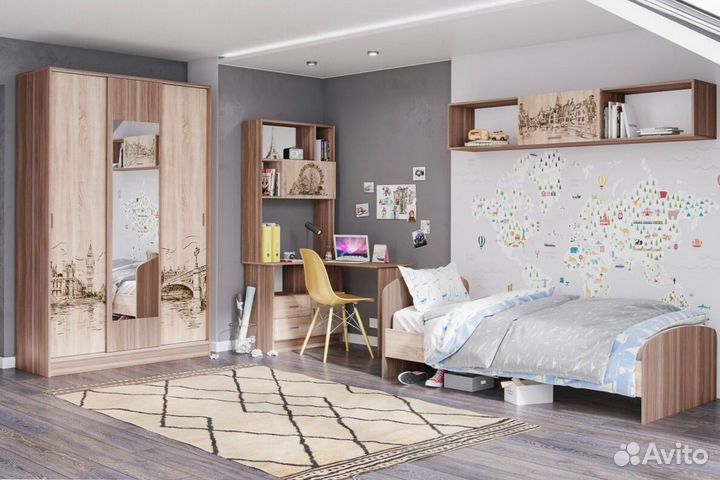 Кровать Орион 90см, ясень шимо дуб сонома