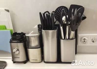 Набор: подставка для ножей+для приборов+доска