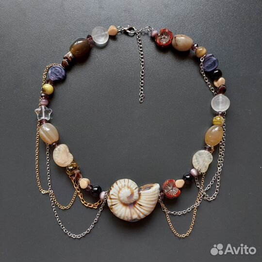 Колье украшение с керамической ракушкой