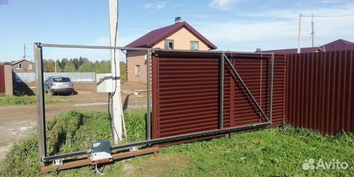 Откатные ворота+установка