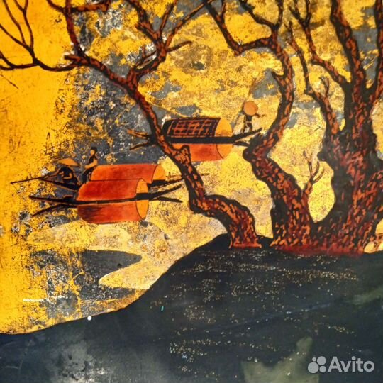 Тарелка Вьетнам 30 см,дерево 60 е годы