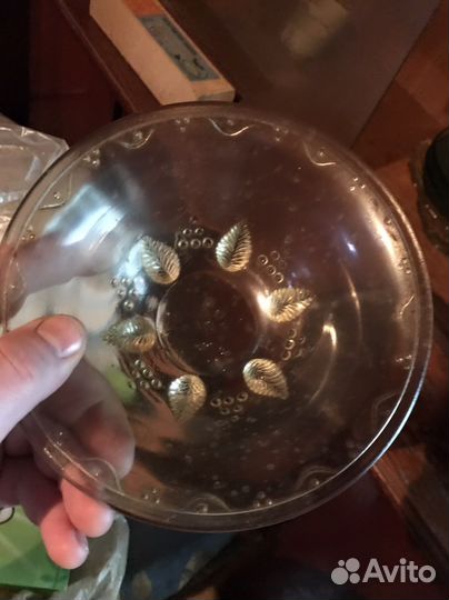 Ваза для фруктов цветное стекло СССР