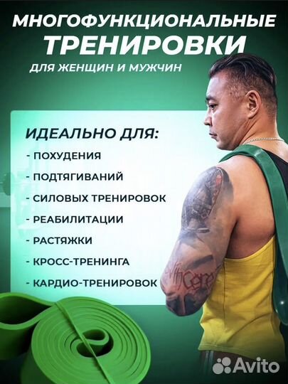 Фитнес резинка Зелёная 22-57 кг новая