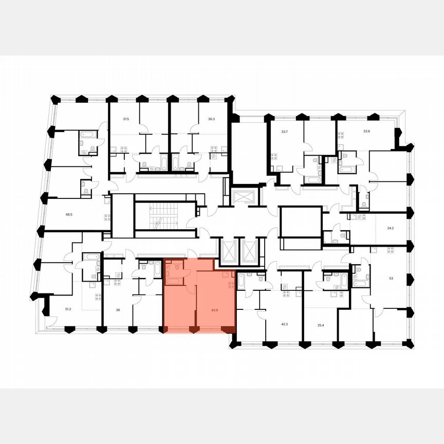 1-к. квартира, 40,9 м², 20/26 эт.