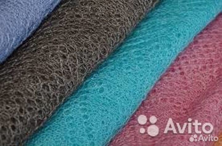 Оренбургский платок ажурный, голубой 160х160 с бир