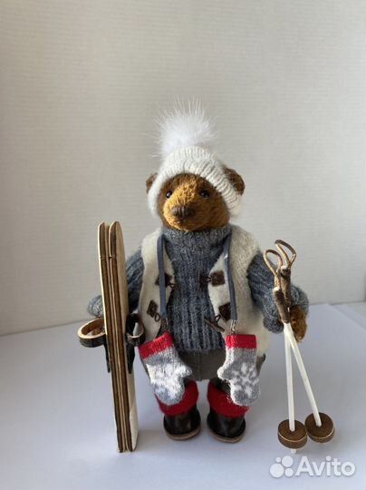 Мишка тедди ручная работа Женёк-лыжник