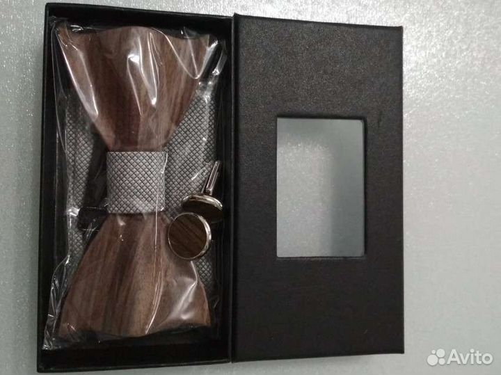 Деревянный Галстук, бабочка, запонки