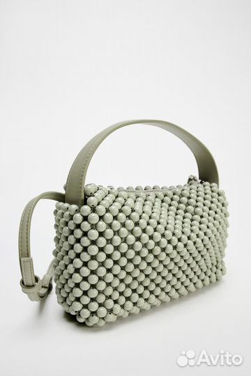 Сумка Zara с бисером фисташковый цвет