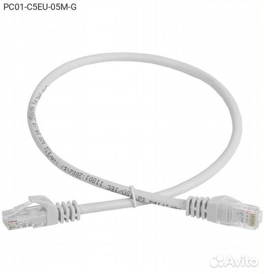 Патч-корд ITK UTP кат. 5e Серый 0,5 м, PC01-C5EU-0