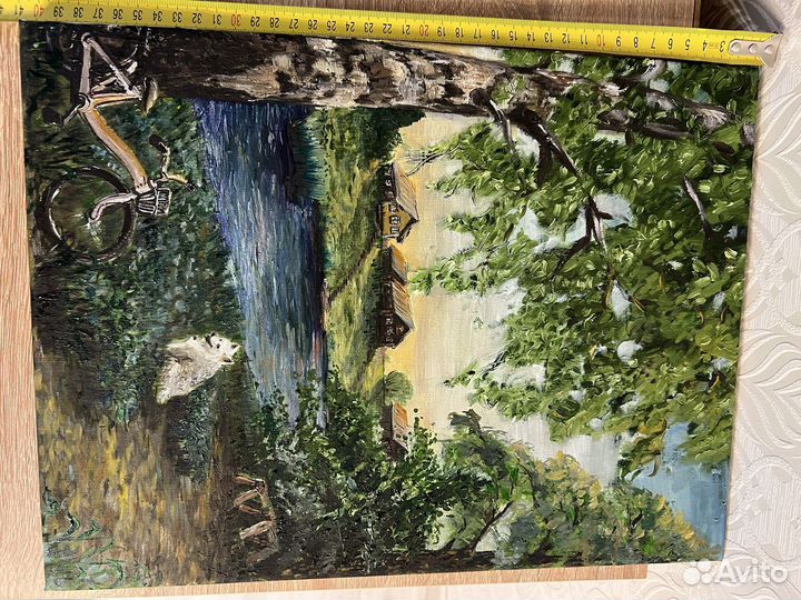 Картина маслом: «Собака у северной реки»