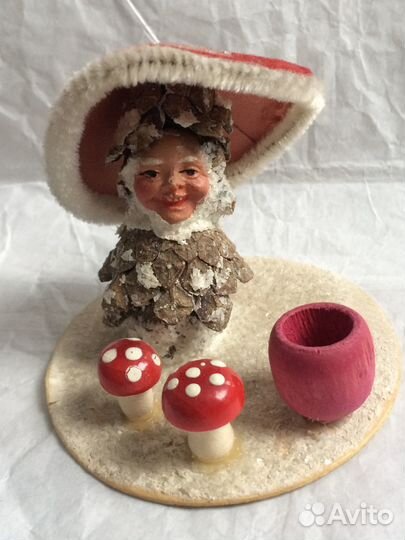 Елочная подставочная игрушка подсвечник Гном ГДР