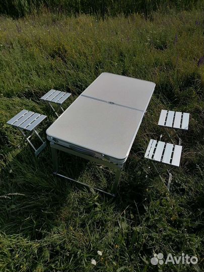 Складной туристический стол + 4 алюминиевых стула