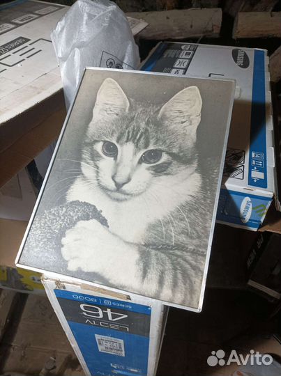 Картина 3D объëмная котики из ваты СССР