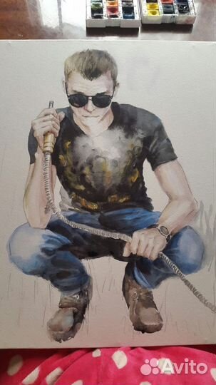 Портрет по фото акварелью и карандашом