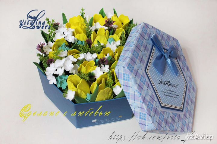 Цветы к коробке. Тюльпаны