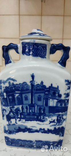 Винтажный :Сине-белый керамическая графин