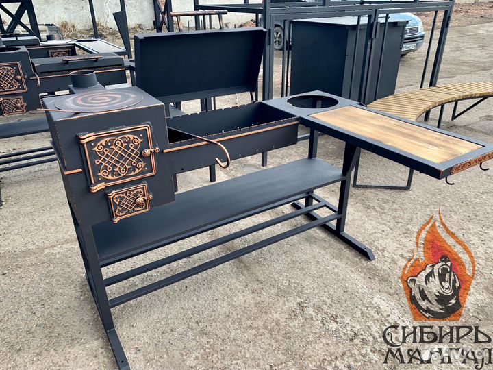 Мангал с печью под казан 