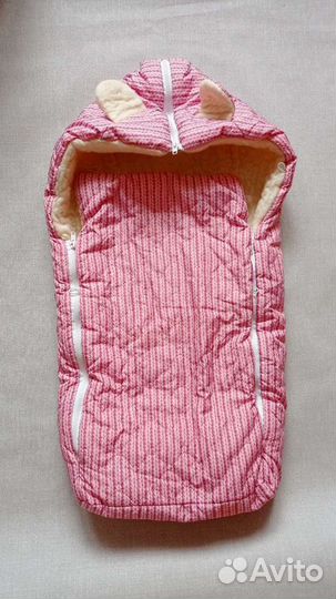 Зимний конверт кокон на овчине в коляску санки